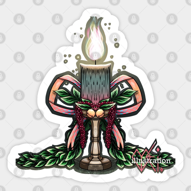 Christmas decorations candle Sticker by Mei.illustration